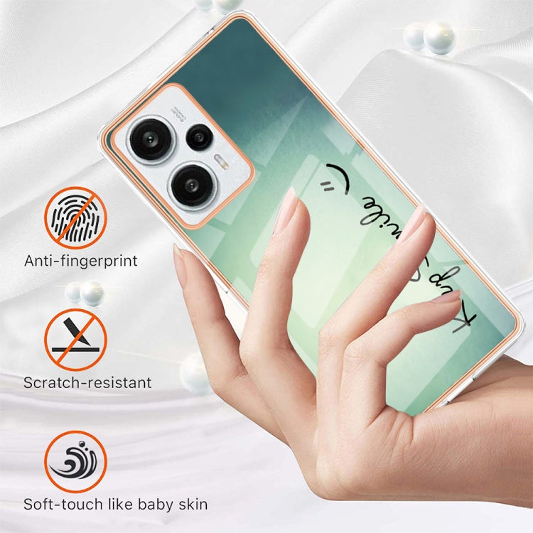 For Xiaomi Poco F5 / Redmi Note 12 Turbo Electroplating Marble Dual-side IMD Phone Case(Smile) - Xiaomi Cases by PMC TechLife | Online Shopping South Africa | PMC TechLife | Buy Now Pay Later Mobicred