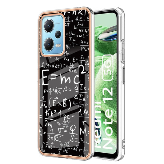 For Xiaomi Redmi Note 12 5G Global Electroplating Marble Dual-side IMD Phone Case(Equation) - Xiaomi Cases by PMC Jewellery | Online Shopping South Africa | PMC Jewellery | Buy Now Pay Later Mobicred