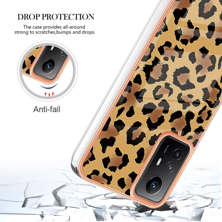 Xiaomi Redmi Note 12S 4G Electroplating Marble Dual-side IMD Phone Case(Leopard Print) - Xiaomi Cases by PMC TechLife | Online Shopping South Africa | PMC TechLife | Buy Now Pay Later Mobicred