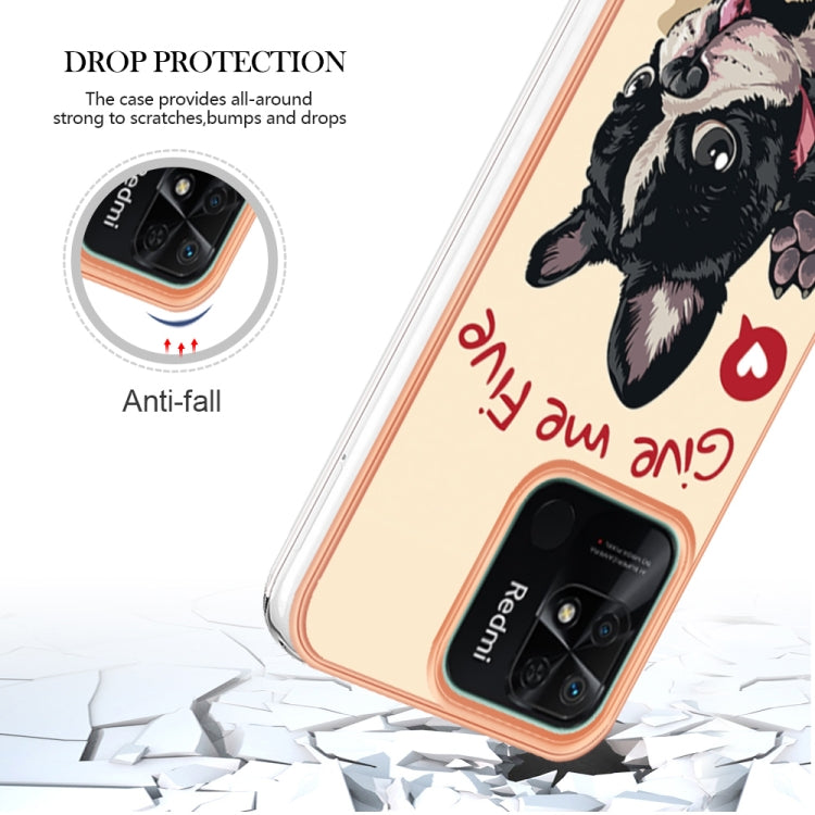 For Xiaomi Redmi 10C Electroplating Marble Dual-side IMD Phone Case(Lucky Dog) - Xiaomi Cases by PMC TechLife | Online Shopping South Africa | PMC TechLife | Buy Now Pay Later Mobicred
