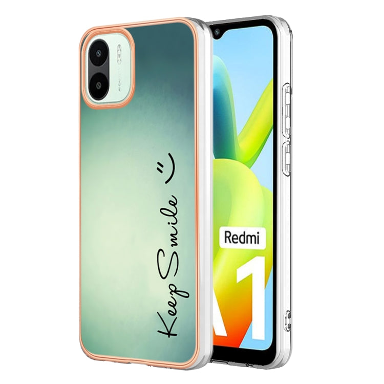 For Xiaomi Redmi A1 Electroplating Marble Dual-side IMD Phone Case(Smile) - Xiaomi Cases by PMC Jewellery | Online Shopping South Africa | PMC Jewellery | Buy Now Pay Later Mobicred