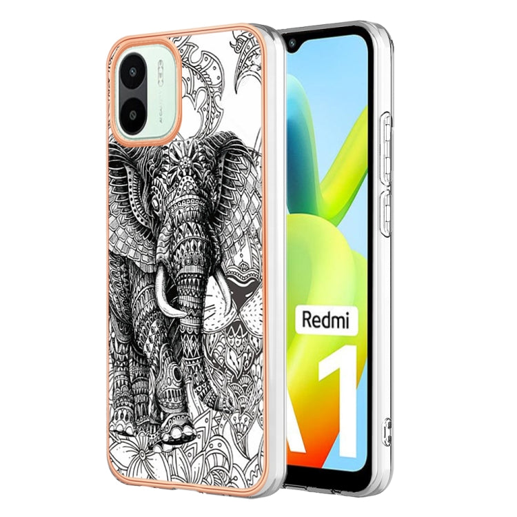 For Xiaomi Redmi A1 Electroplating Marble Dual-side IMD Phone Case(Totem Elephant) - Xiaomi Cases by PMC Jewellery | Online Shopping South Africa | PMC Jewellery | Buy Now Pay Later Mobicred