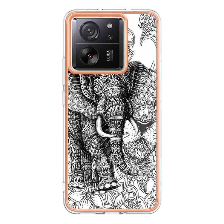 For Xiaomi 13T/13T Pro Electroplating Marble Dual-side IMD Phone Case(Totem Elephant) - Xiaomi Cases by PMC Jewellery | Online Shopping South Africa | PMC Jewellery | Buy Now Pay Later Mobicred