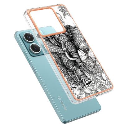 For Xiaomi Redmi Note 13 5G Electroplating Marble Dual-side IMD Phone Case(Totem Elephant) - Note 13 Cases by PMC Jewellery | Online Shopping South Africa | PMC Jewellery | Buy Now Pay Later Mobicred