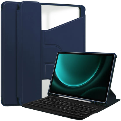 For Samsung Galaxy Tab S9 FE+ 360 Rotation Transparent Smart Leather Case with Keyboard(Dark Blue) - Galaxy Tab S9 FE+ by PMC Jewellery | Online Shopping South Africa | PMC Jewellery