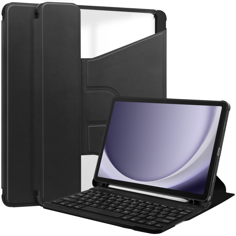 For Samsung Galaxy Tab A9+ 360 Rotation Transparent Smart Leather Case with Keyboard(Black) - Galaxy Tab A9+ by PMC Jewellery | Online Shopping South Africa | PMC Jewellery