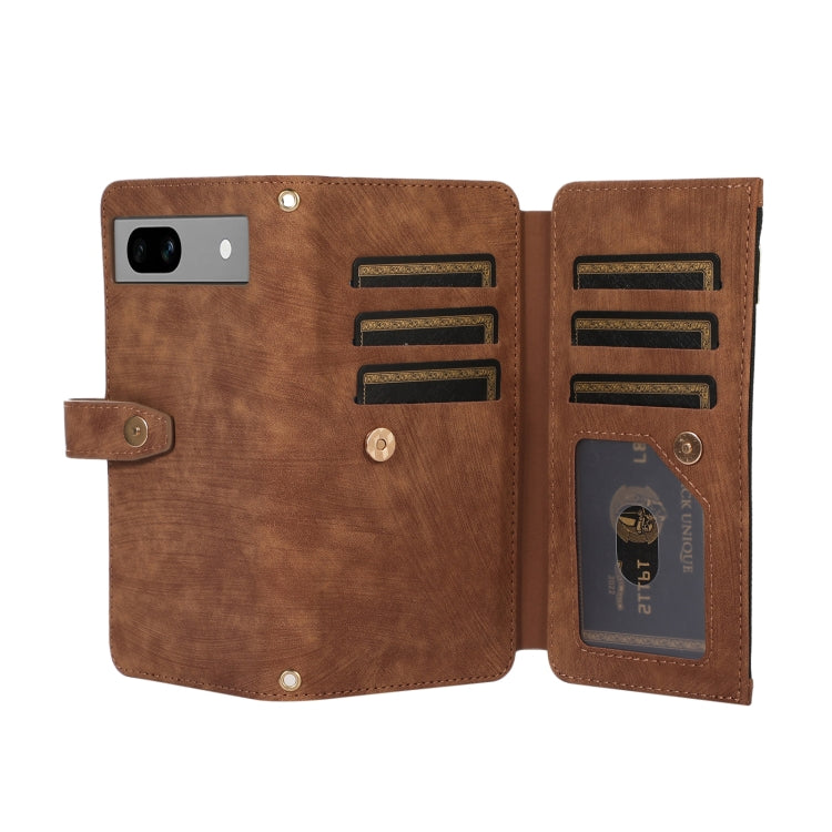 For Google Pixel 7a Dream 9-Card Wallet Zipper Bag Leather Phone Case(Brown) - Google Cases by PMC Jewellery | Online Shopping South Africa | PMC Jewellery | Buy Now Pay Later Mobicred