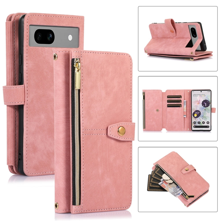 For Google Pixel 7a Dream 9-Card Wallet Zipper Bag Leather Phone Case(Pink) - Google Cases by PMC Jewellery | Online Shopping South Africa | PMC Jewellery | Buy Now Pay Later Mobicred