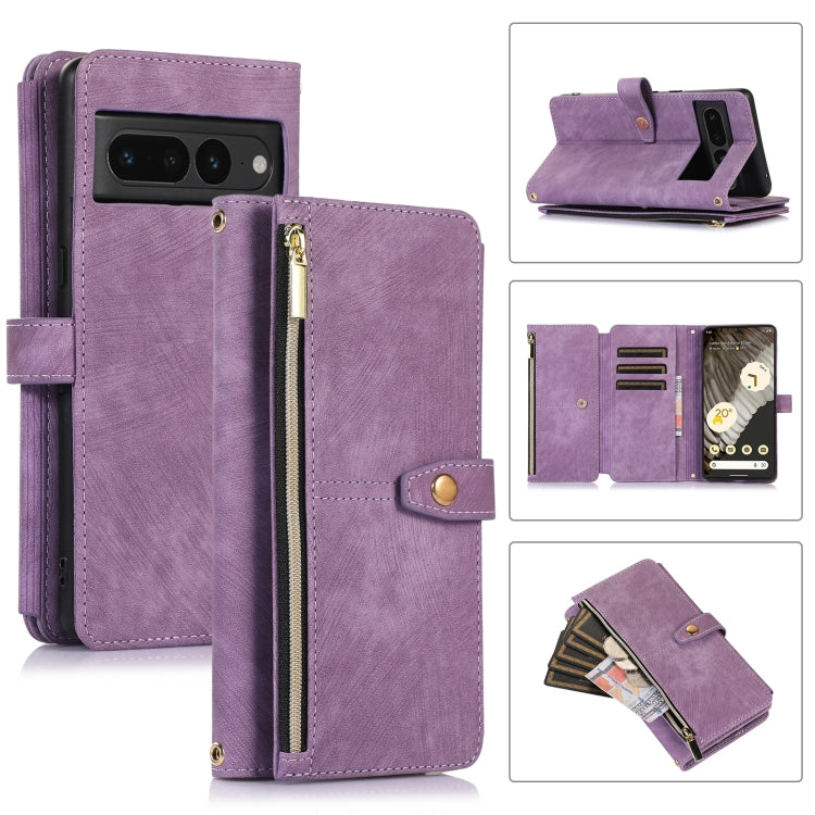 For Google Pixel 7 Pro Dream 9-Card Wallet Zipper Bag Leather Phone Case(Purple) - Google Cases by PMC Jewellery | Online Shopping South Africa | PMC Jewellery | Buy Now Pay Later Mobicred