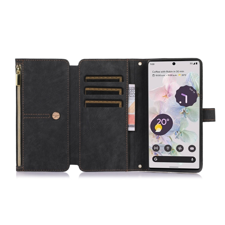 For Google Pixel 6a Dream 9-Card Wallet Zipper Bag Leather Phone Case(Black) - Google Cases by PMC TechLife | Online Shopping South Africa | PMC TechLife | Buy Now Pay Later Mobicred