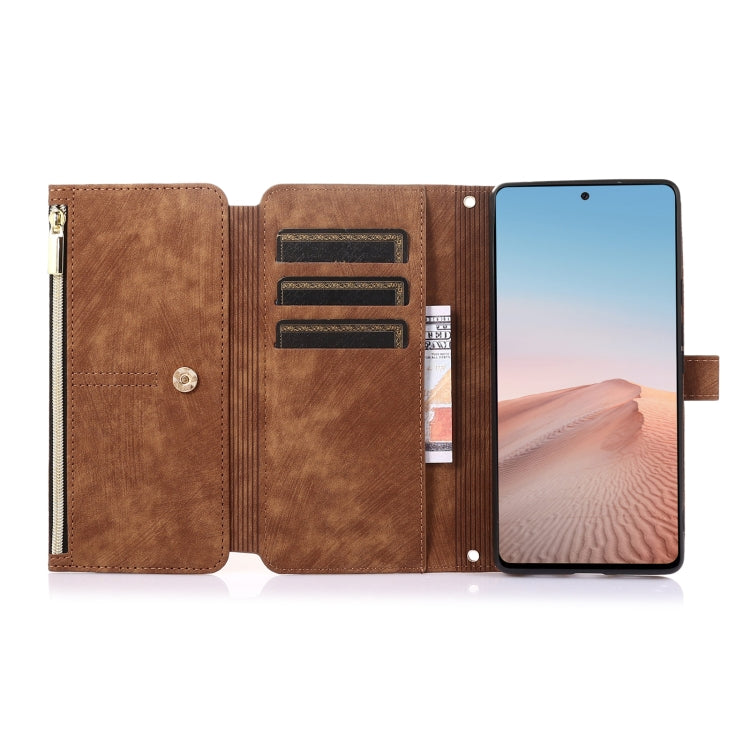 For Google Pixel 6 Dream 9-Card Wallet Zipper Bag Leather Phone Case(Brown) - Google Cases by PMC Jewellery | Online Shopping South Africa | PMC Jewellery | Buy Now Pay Later Mobicred