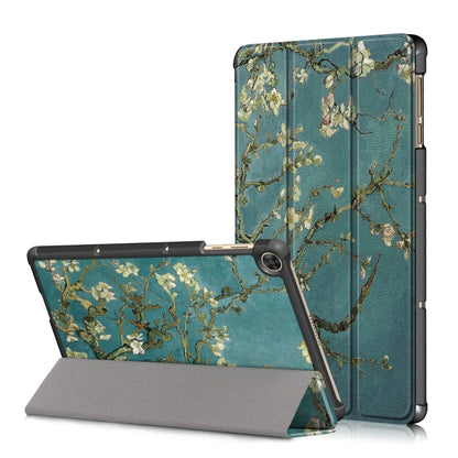 For Honor Pad 7 10.1inch/X8/X8 Lite Custer Painted Painted 3-folding Holder Tablet PC Leather Case(Apricot Blossom) - Honor by PMC Jewellery | Online Shopping South Africa | PMC Jewellery | Buy Now Pay Later Mobicred