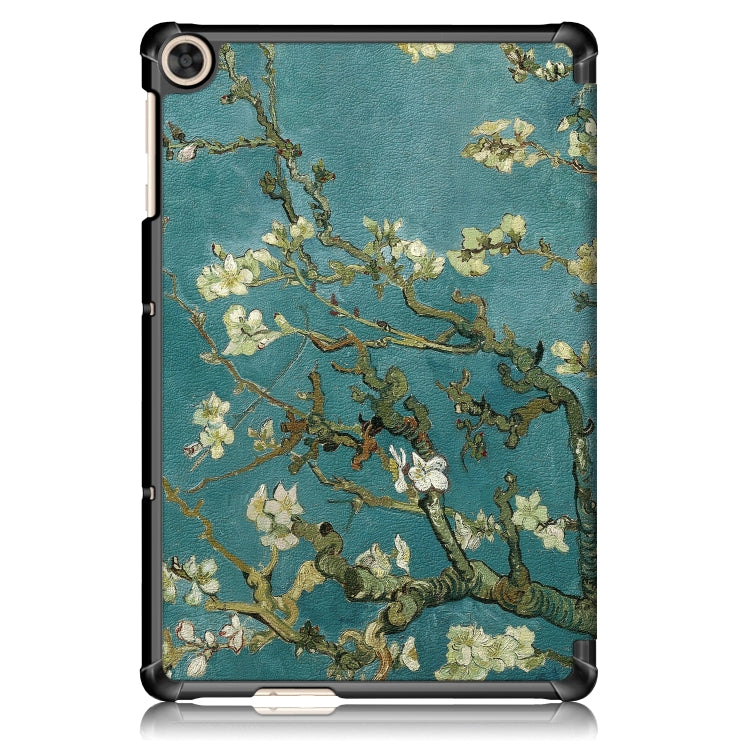 For Honor Pad 7 10.1inch/X8/X8 Lite Custer Painted Painted 3-folding Holder Tablet PC Leather Case(Apricot Blossom) - Honor by PMC Jewellery | Online Shopping South Africa | PMC Jewellery | Buy Now Pay Later Mobicred