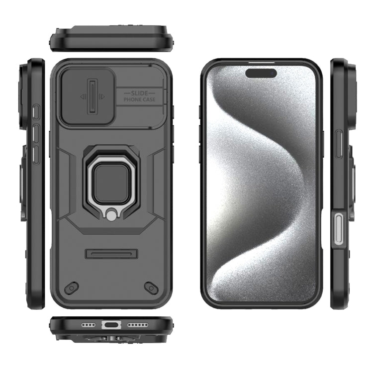 For iPhone 16 Pro Max Sliding Camshield TPU + PC Shockproof Phone Case with Holder(Black) - iPhone 16 Pro Max Cases by PMC Jewellery | Online Shopping South Africa | PMC Jewellery | Buy Now Pay Later Mobicred