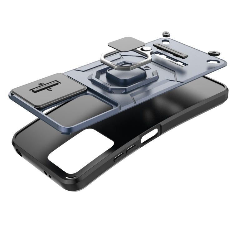 For Xiaomi Redmi Note 12 5G Global Sliding Camshield TPU + PC Shockproof Phone Case with Holder(Black) - Xiaomi Cases by PMC TechLife | Online Shopping South Africa | PMC TechLife | Buy Now Pay Later Mobicred