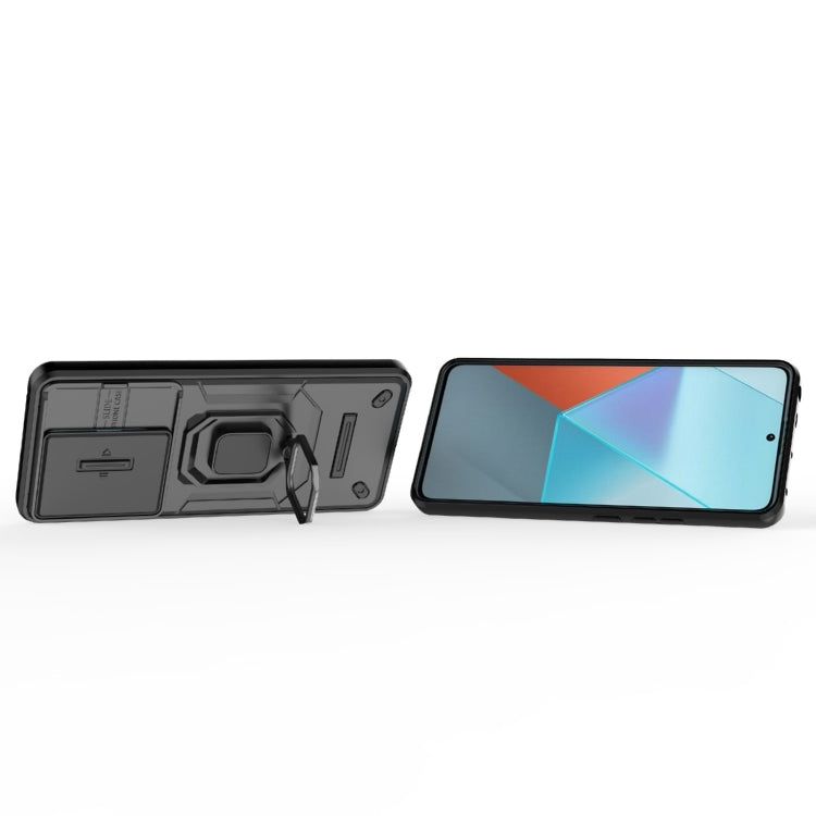 For Xiaomi Redmi Note 13 Pro 5G Sliding Camshield TPU + PC Shockproof Phone Case with Holder(Black) - Xiaomi Cases by PMC TechLife | Online Shopping South Africa | PMC TechLife | Buy Now Pay Later Mobicred