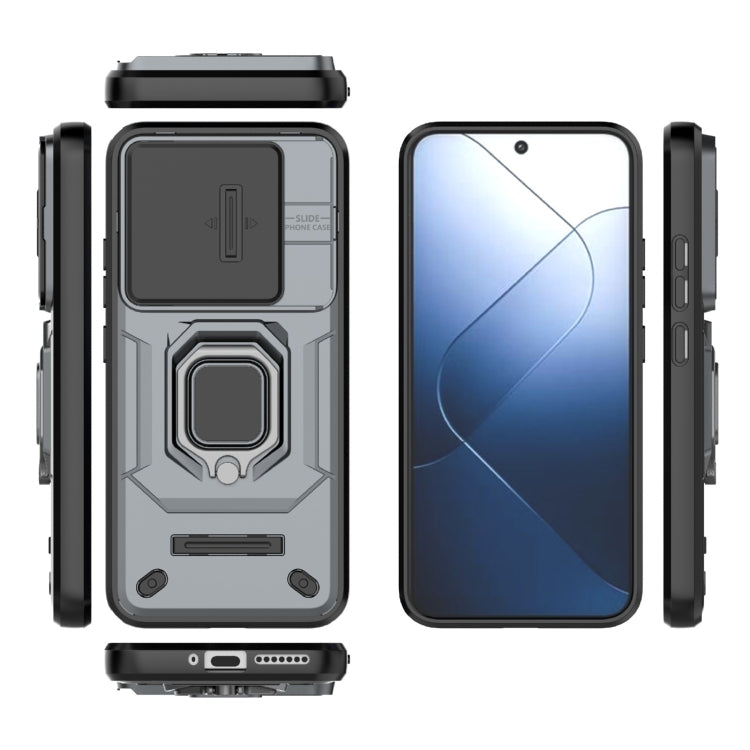 For Xiaomi 14 Sliding Camshield TPU + PC Shockproof Phone Case with Holder(Grey) - free shipping - PMC TechLife - Order now!