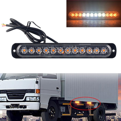 DC12V-24V / 36W Car Truck Emergency Strobe Flash Warning Light 12LEDs Long Ultra-thin Side Lights(Yellow + White + Yellow) - Warning Lights by PMC Jewellery | Online Shopping South Africa | PMC Jewellery | Buy Now Pay Later Mobicred