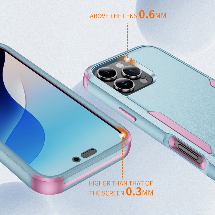 For iPhone 16 Pro Commuter Shockproof TPU + PC Phone Case(Grey Green+Pink) - free shipping - PMC TechLife - Order now!