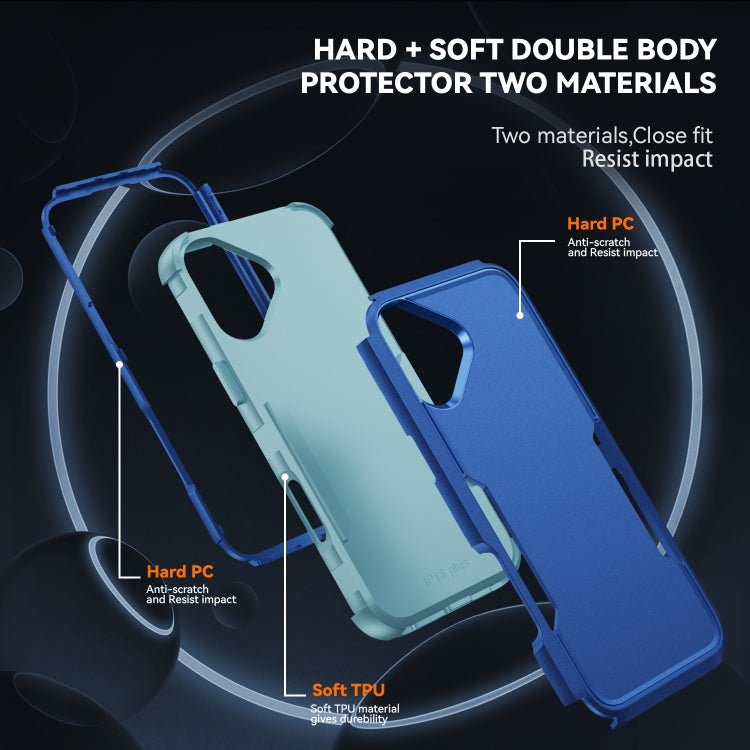 For iPhone 16 Commuter Shockproof TPU + PC Phone Case(Royal Blue+Grey Green) - iPhone 16 Cases by PMC TechLife | Online Shopping South Africa | PMC TechLife | Buy Now Pay Later Mobicred