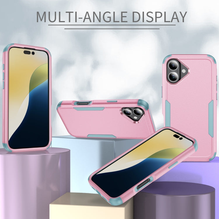 For iPhone 16 Commuter Shockproof TPU + PC Phone Case(Pink+Grey Green) - iPhone 16 Cases by PMC Jewellery | Online Shopping South Africa | PMC Jewellery | Buy Now Pay Later Mobicred