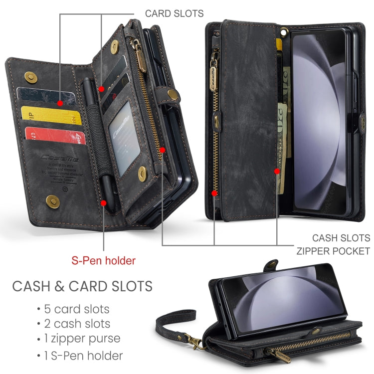 For Samsung Galaxy Z Fold5 CaseMe 008 Multifunctional Zipper Wallet Phone Leather Case(Black) - Galaxy Z Fold5 Cases by CaseMe | Online Shopping South Africa | PMC Jewellery | Buy Now Pay Later Mobicred