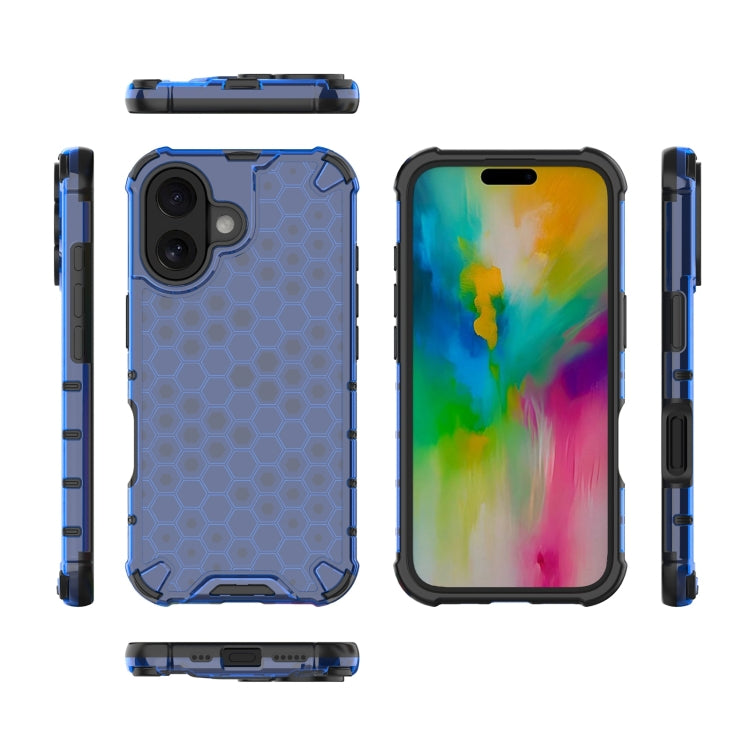 For iPhone 16 Plus Honeycomb Shockproof Phone Case(Blue) - iPhone 16 Plus Cases by PMC TechLife | Online Shopping South Africa | PMC TechLife | Buy Now Pay Later Mobicred