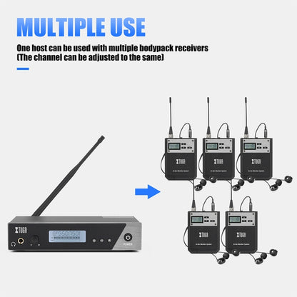 XTUGA  IEM1100 Professional Wireless In Ear Monitor System 5 BodyPacks(US Plug) - Microphone by XTUGA | Online Shopping South Africa | PMC Jewellery | Buy Now Pay Later Mobicred