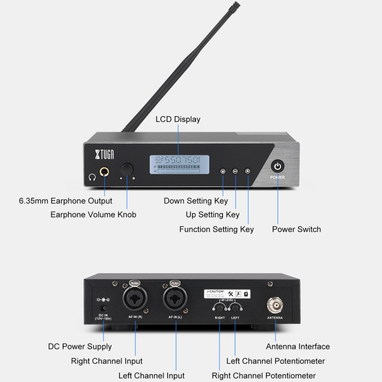 XTUGA  IEM1100 Professional Wireless In Ear Monitor System 5 BodyPacks(US Plug) - Microphone by XTUGA | Online Shopping South Africa | PMC Jewellery | Buy Now Pay Later Mobicred