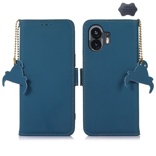 For Nothing Phone 2 Genuine Leather Magnetic RFID Leather Phone Case(Blue) - More Brand by PMC Jewellery | Online Shopping South Africa | PMC Jewellery | Buy Now Pay Later Mobicred