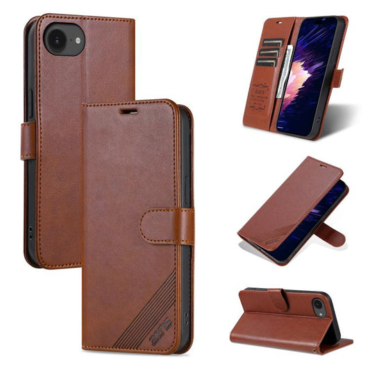 For iPhone 16e AZNS Sheepskin Texture Flip Leather Phone Case(Brown) - iPhone 16e Cases by AZNS | Online Shopping South Africa | PMC Jewellery | Buy Now Pay Later Mobicred