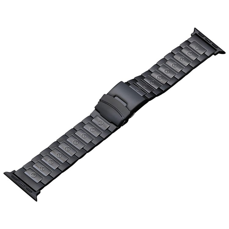 For Apple Watch SE 2022 40mm Safety Buckle Titanium Steel Watch Band(Black) - Watch Bands by PMC Jewellery | Online Shopping South Africa | PMC Jewellery