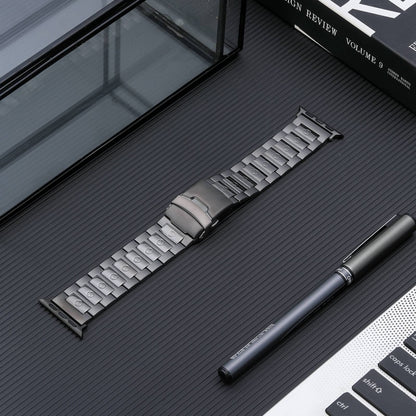 For Apple Watch Series 6 44mm Safety Buckle Titanium Steel Watch Band(Grey) - Watch Bands by PMC Jewellery | Online Shopping South Africa | PMC Jewellery