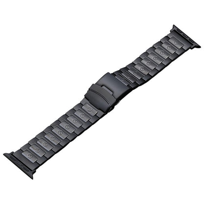 For Apple Watch 42mm Safety Buckle Titanium Steel Watch Band(Black) - Watch Bands by PMC Jewellery | Online Shopping South Africa | PMC Jewellery