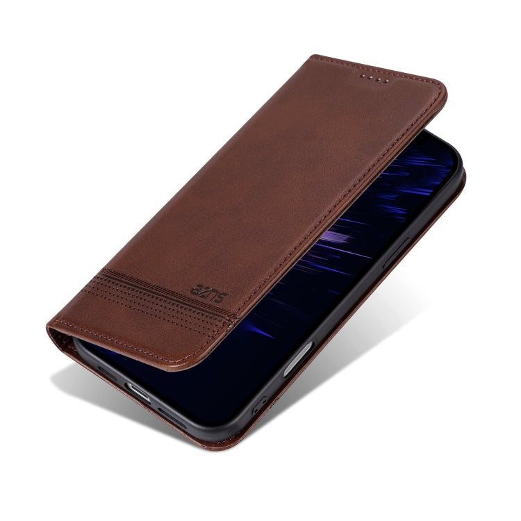 For iPhone 16 Plus AZNS Magnetic Calf Texture Flip Leather Phone Case(Dark Brown) - iPhone 16 Plus Cases by AZNS | Online Shopping South Africa | PMC Jewellery | Buy Now Pay Later Mobicred