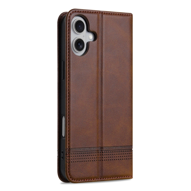 For iPhone 16 AZNS Magnetic Calf Texture Flip Leather Phone Case(Dark Brown) - iPhone 16 Cases by AZNS | Online Shopping South Africa | PMC Jewellery | Buy Now Pay Later Mobicred