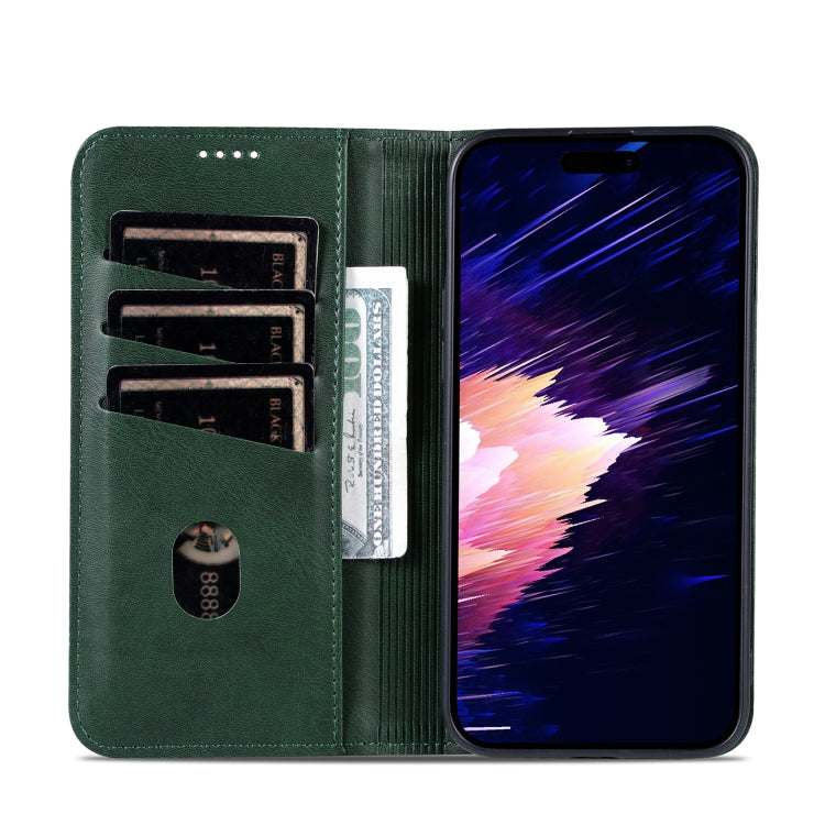 For iPhone 16 AZNS Magnetic Calf Texture Flip Leather Phone Case(Dark Green) - iPhone 16 Cases by AZNS | Online Shopping South Africa | PMC Jewellery | Buy Now Pay Later Mobicred