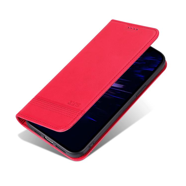 For iPhone 16e AZNS Magnetic Calf Texture Flip Leather Phone Case(Red) - iPhone 16e Cases by AZNS | Online Shopping South Africa | PMC TechLife | Buy Now Pay Later Mobicred