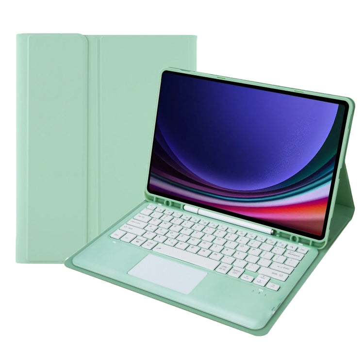 For Samsung Galaxy Tab S9 FE+ A810B-A Touch Pad Detachable Bluetooth Keyboard Leather Tablet Case(Mint Green) - Samsung Keyboard by PMC TechLife | Online Shopping South Africa | PMC TechLife