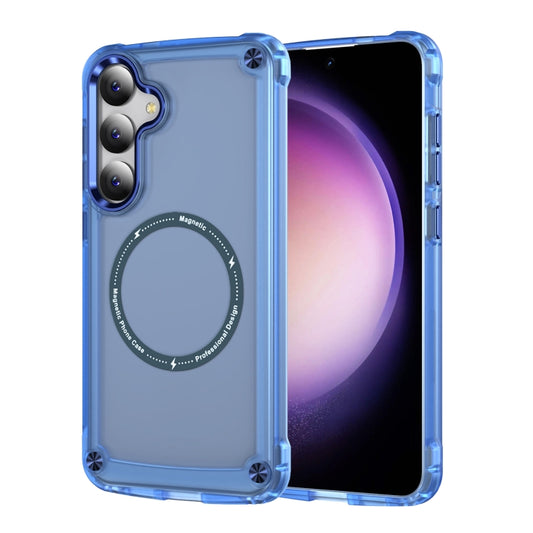 For Samsung Galaxy S25 5G Skin Feel TPU + PC MagSafe Magnetic Phone Case(Transparent Blue) - Galaxy S25 5G Cases by PMC Jewellery | Online Shopping South Africa | PMC Jewellery | Buy Now Pay Later Mobicred