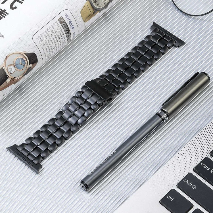 For Apple Watch Series 7 41mm Five Beads Titanium Steel Watch Band(Black) - Watch Bands by PMC Jewellery | Online Shopping South Africa | PMC Jewellery