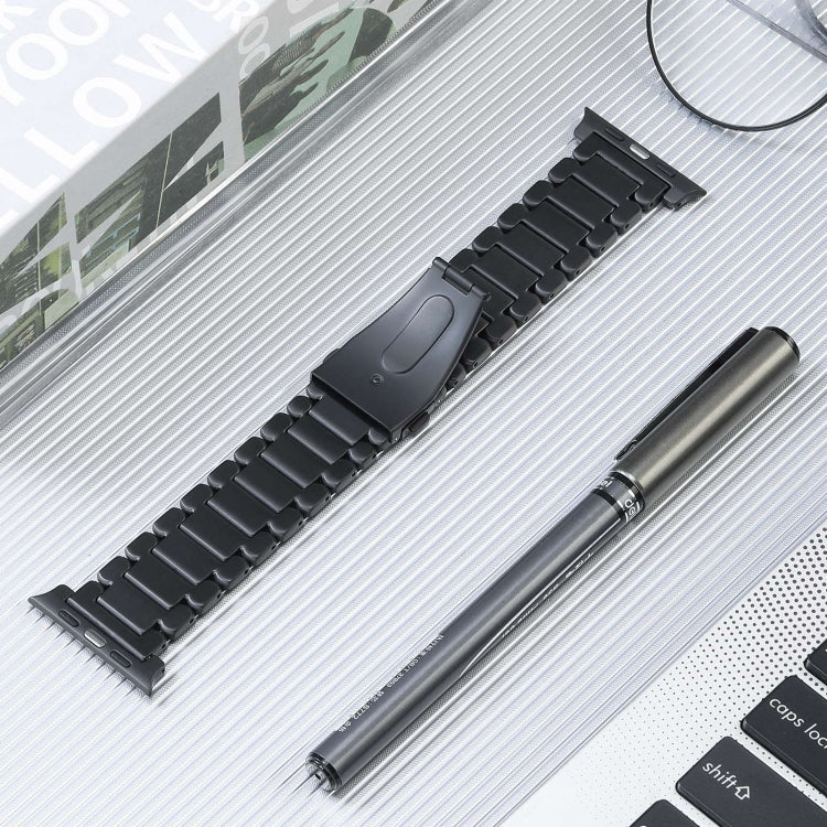 For Apple Watch SE 44mm Five Beads Titanium Steel Watch Band(Black) - Watch Bands by PMC TechLife | Online Shopping South Africa | PMC TechLife