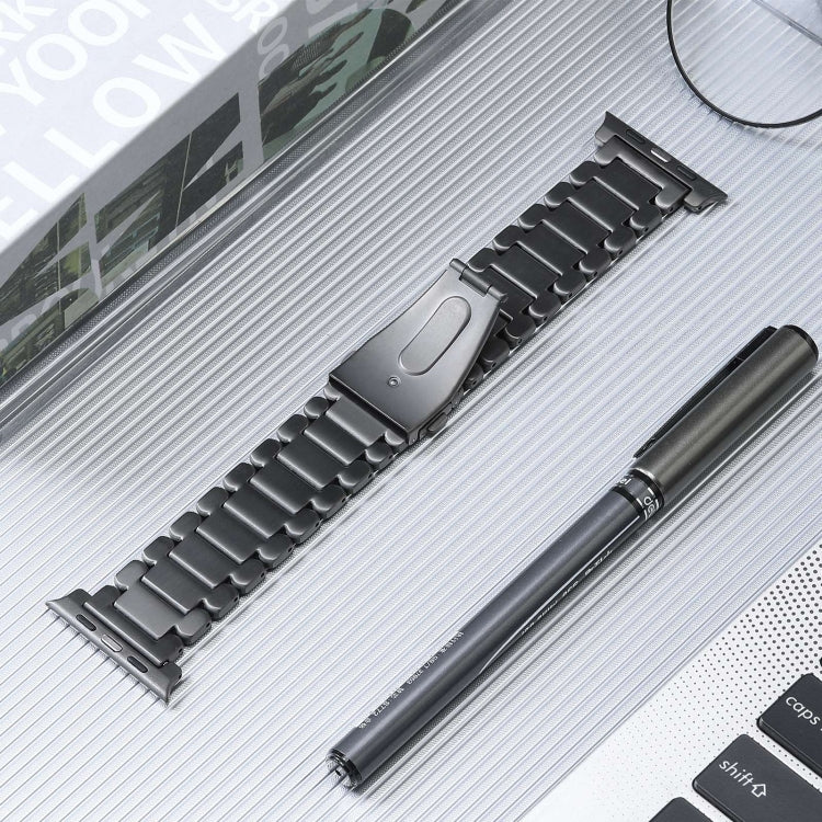 For Apple Watch SE 44mm Five Beads Titanium Steel Watch Band(Grey) - Watch Bands by PMC TechLife | Online Shopping South Africa | PMC TechLife