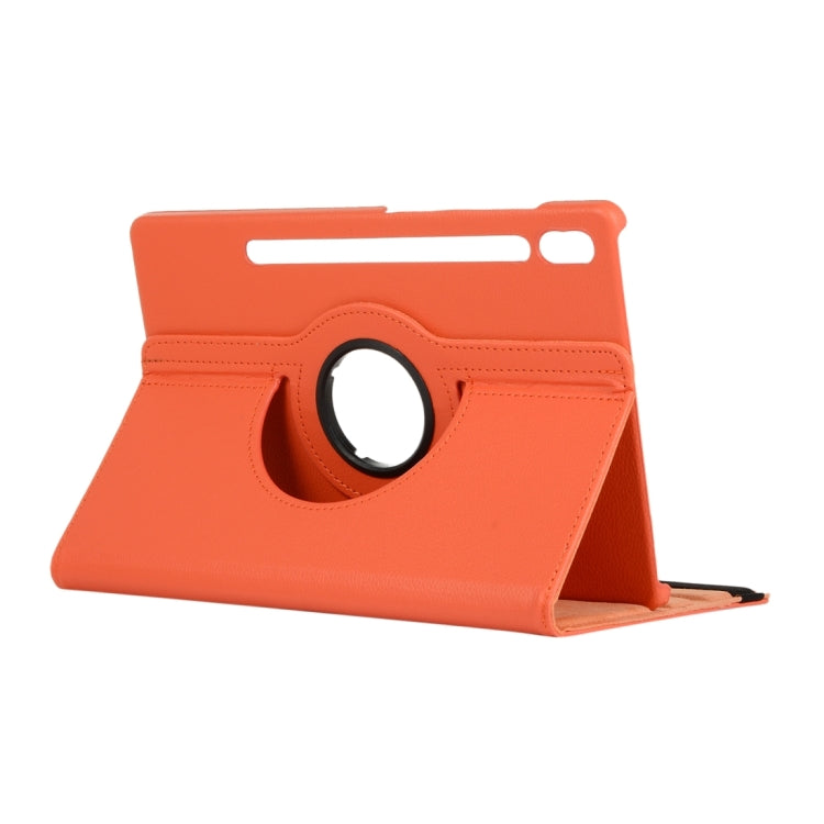 For Samsung Galaxy Tab S9 360 Degrees Rotation Holder Litchi Texture Leather Tablet Case(Orange) - Galaxy Tab S9 Cases by PMC Jewellery | Online Shopping South Africa | PMC Jewellery | Buy Now Pay Later Mobicred