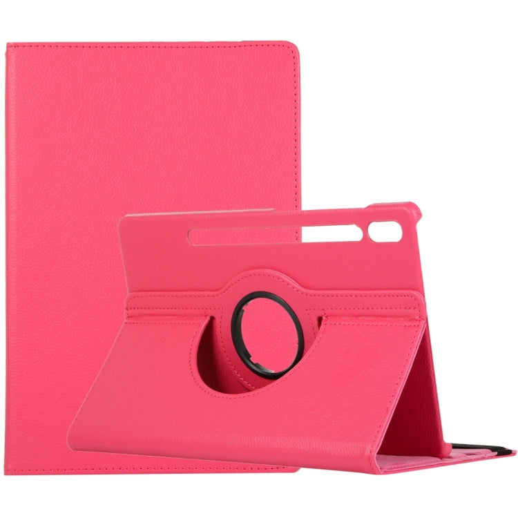 For Samsung Galaxy Tab S9+ / Tab S10+ 360 Degrees Rotation Holder Litchi Texture Leather Tablet Case(Rose Red) - Galaxy Tab S9+ Cases by PMC Jewellery | Online Shopping South Africa | PMC Jewellery | Buy Now Pay Later Mobicred