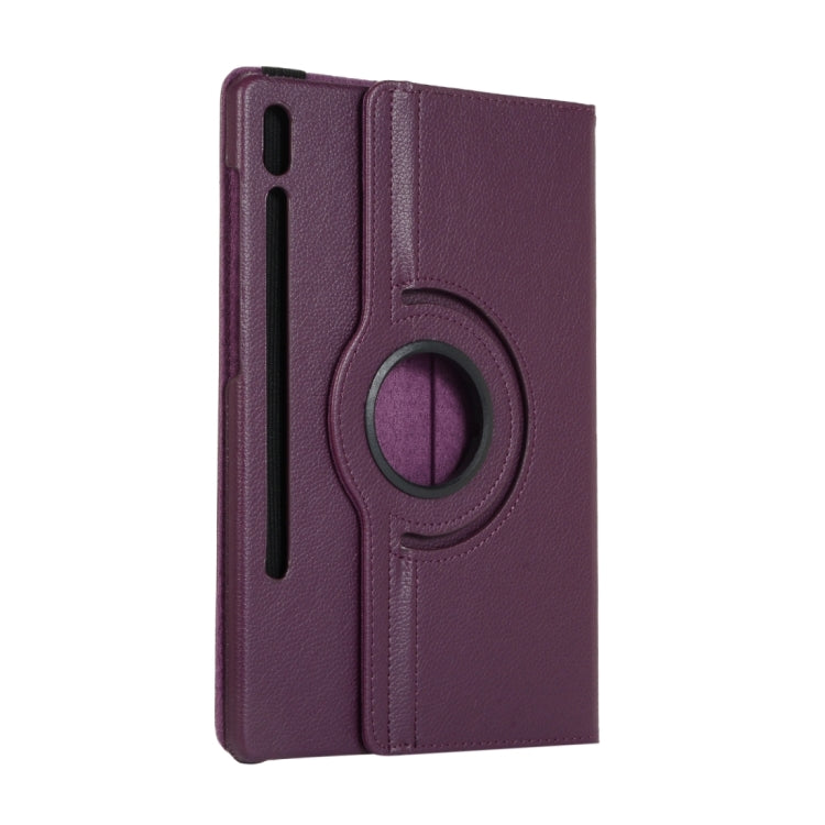 For Samsung Galaxy Tab S9 Ultra 360 Degrees Rotation Holder Litchi Texture Leather Tablet Case(Purple) - Galaxy Tab S9 Ultra Cases by PMC Jewellery | Online Shopping South Africa | PMC Jewellery | Buy Now Pay Later Mobicred