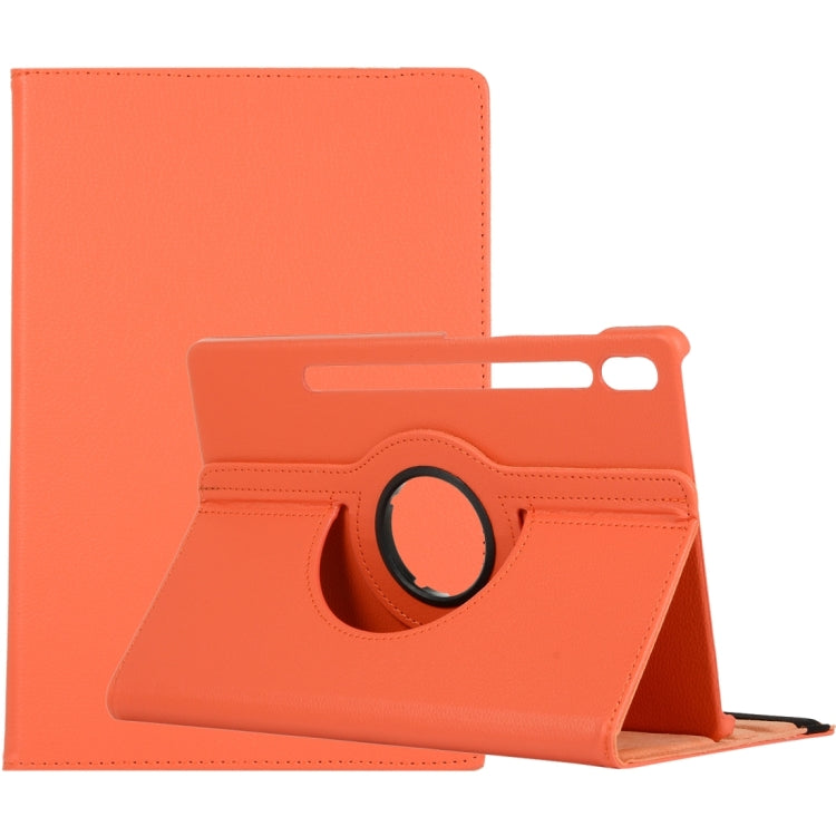 For Samsung Galaxy Tab S9 Ultra 360 Degrees Rotation Holder Litchi Texture Leather Tablet Case(Orange) - Galaxy Tab S9 Ultra Cases by PMC Jewellery | Online Shopping South Africa | PMC Jewellery | Buy Now Pay Later Mobicred