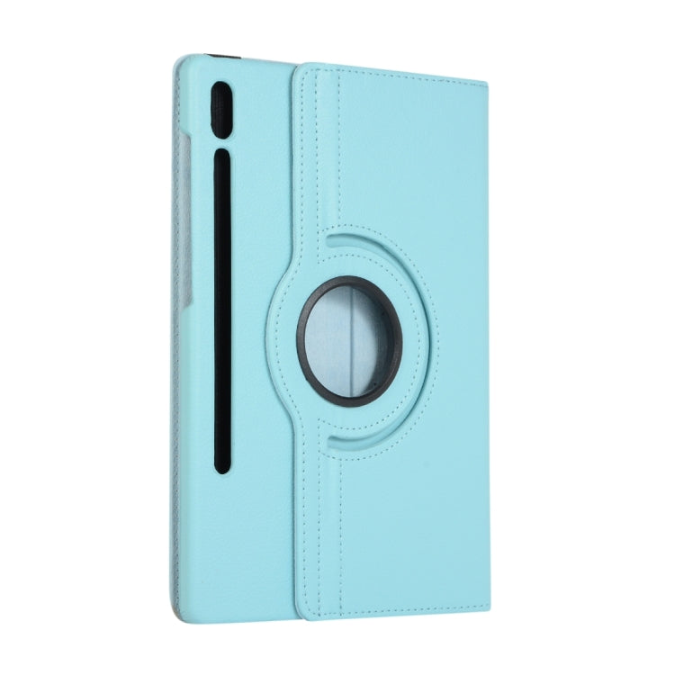 For Samsung Galaxy Tab S9 Ultra 360 Degrees Rotation Holder Litchi Texture Leather Tablet Case(Sky Blue) - Galaxy Tab S9 Ultra Cases by PMC Jewellery | Online Shopping South Africa | PMC Jewellery | Buy Now Pay Later Mobicred