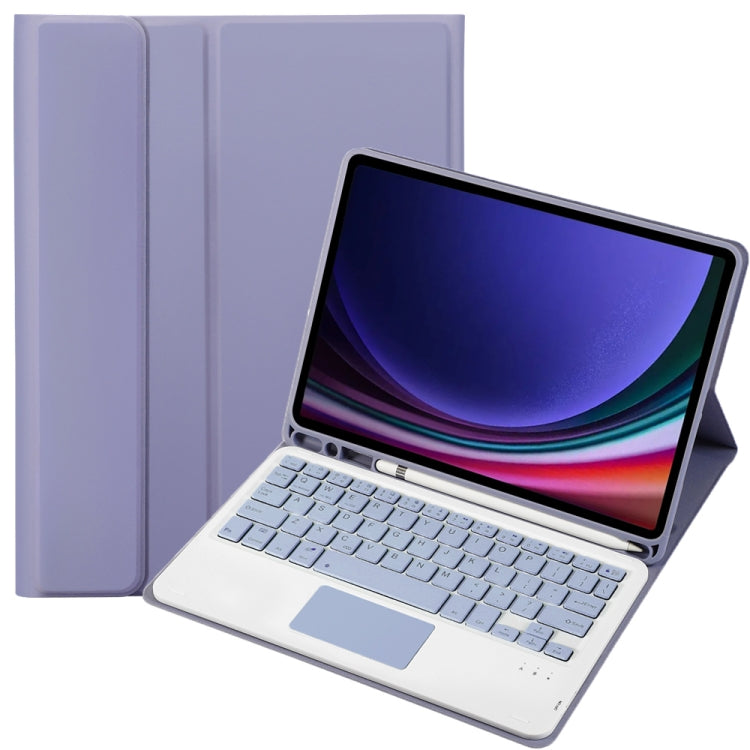 For Samsung Galaxy Tab S9 FE / 10 FE A710B-A Candy Color TPU Touch Bluetooth Keyboard Leather Tablet Case with Pen Holder(Purple) - Samsung Keyboard by PMC TechLife | Online Shopping South Africa | PMC TechLife | Buy Now Pay Later Mobicred