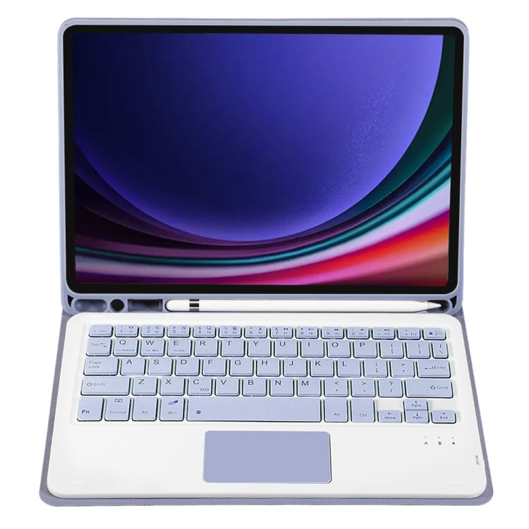 For Samsung Galaxy Tab S9 FE / 10 FE A710B-A Candy Color TPU Touch Bluetooth Keyboard Leather Tablet Case with Pen Holder(Purple) - Samsung Keyboard by PMC TechLife | Online Shopping South Africa | PMC TechLife | Buy Now Pay Later Mobicred